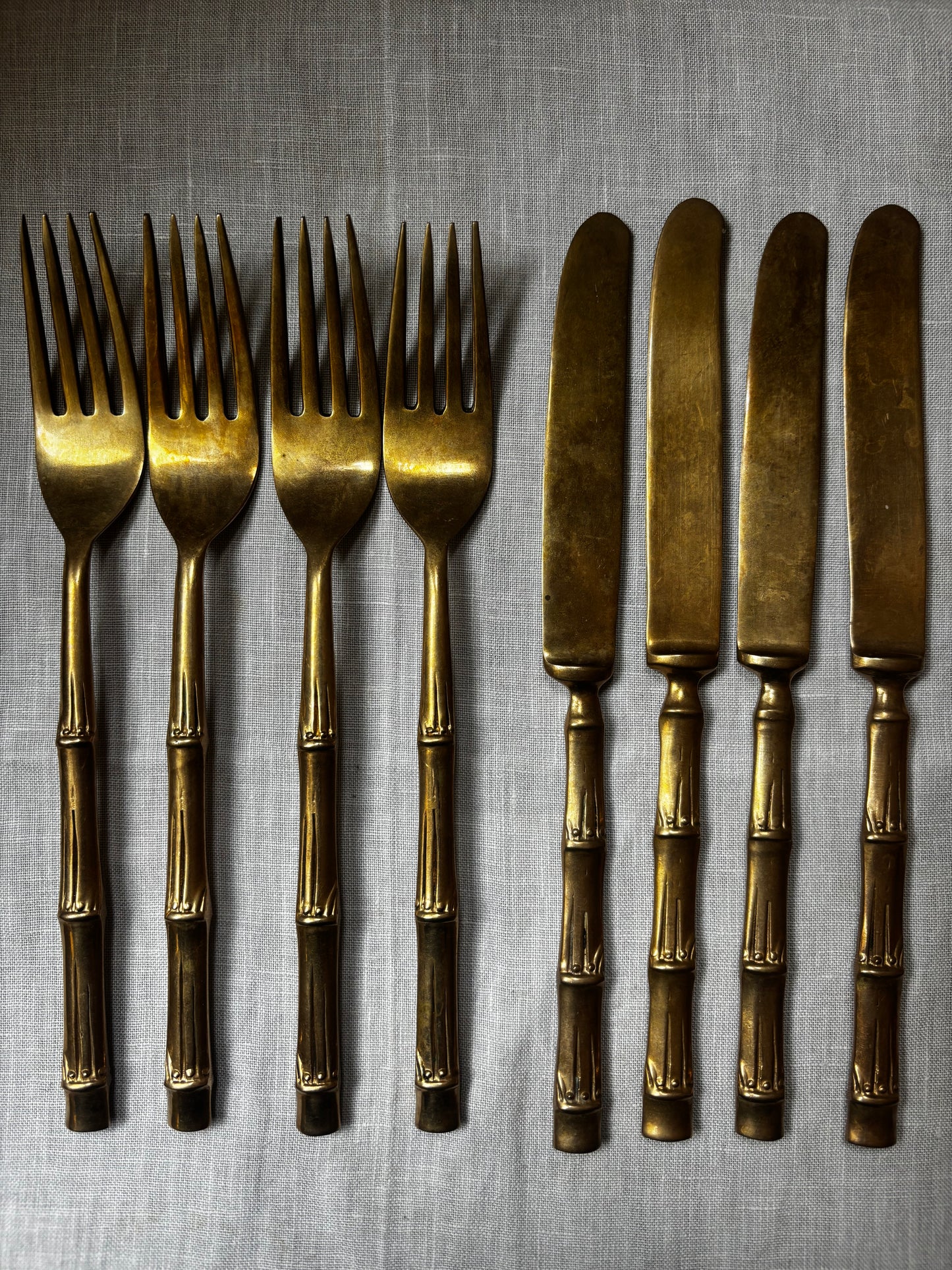 Set of Bamboo-Effect Handle Cutlery