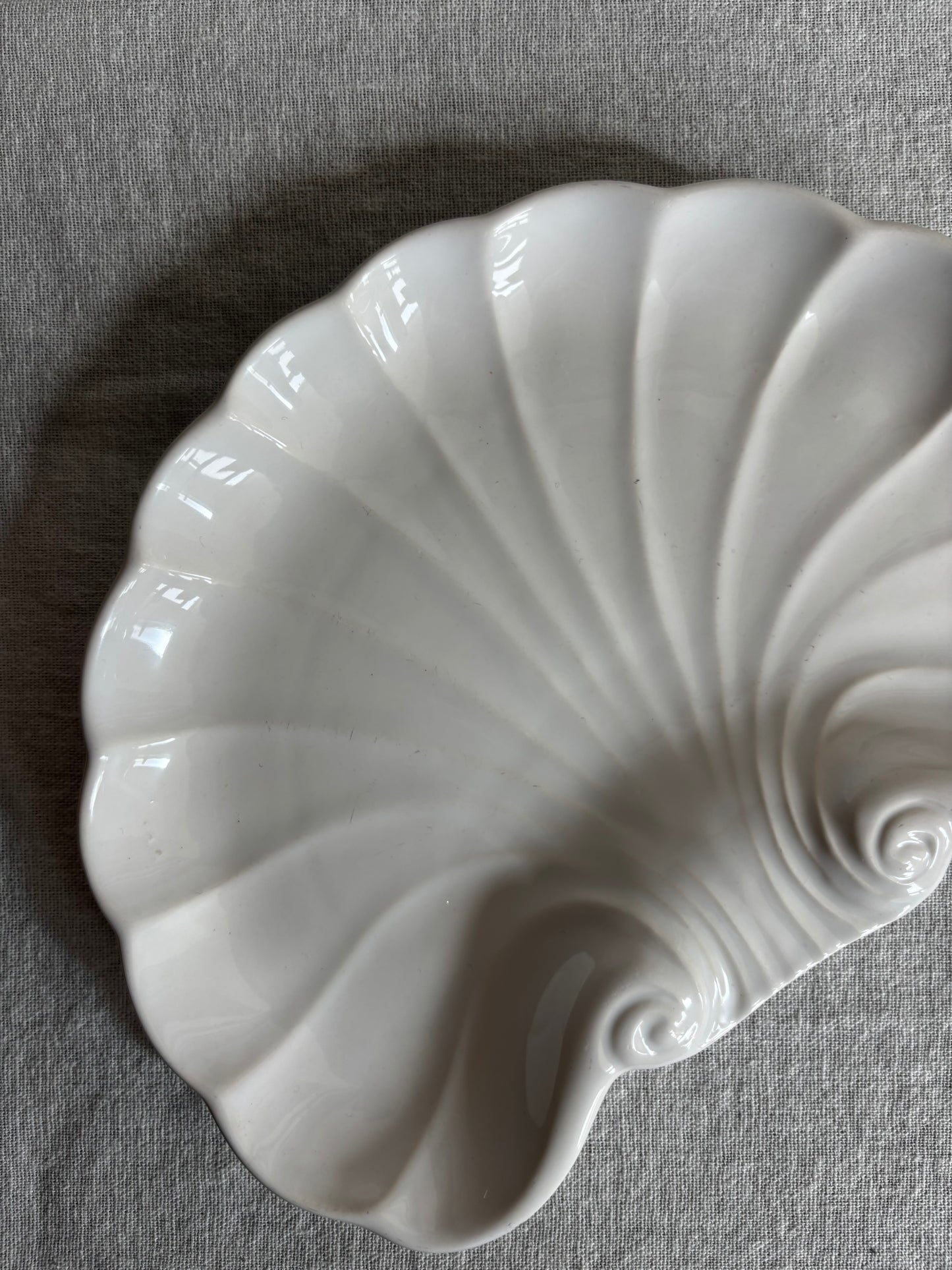Set of 4 French Glazed Ceramic Shell-form Dishes/Side-plates