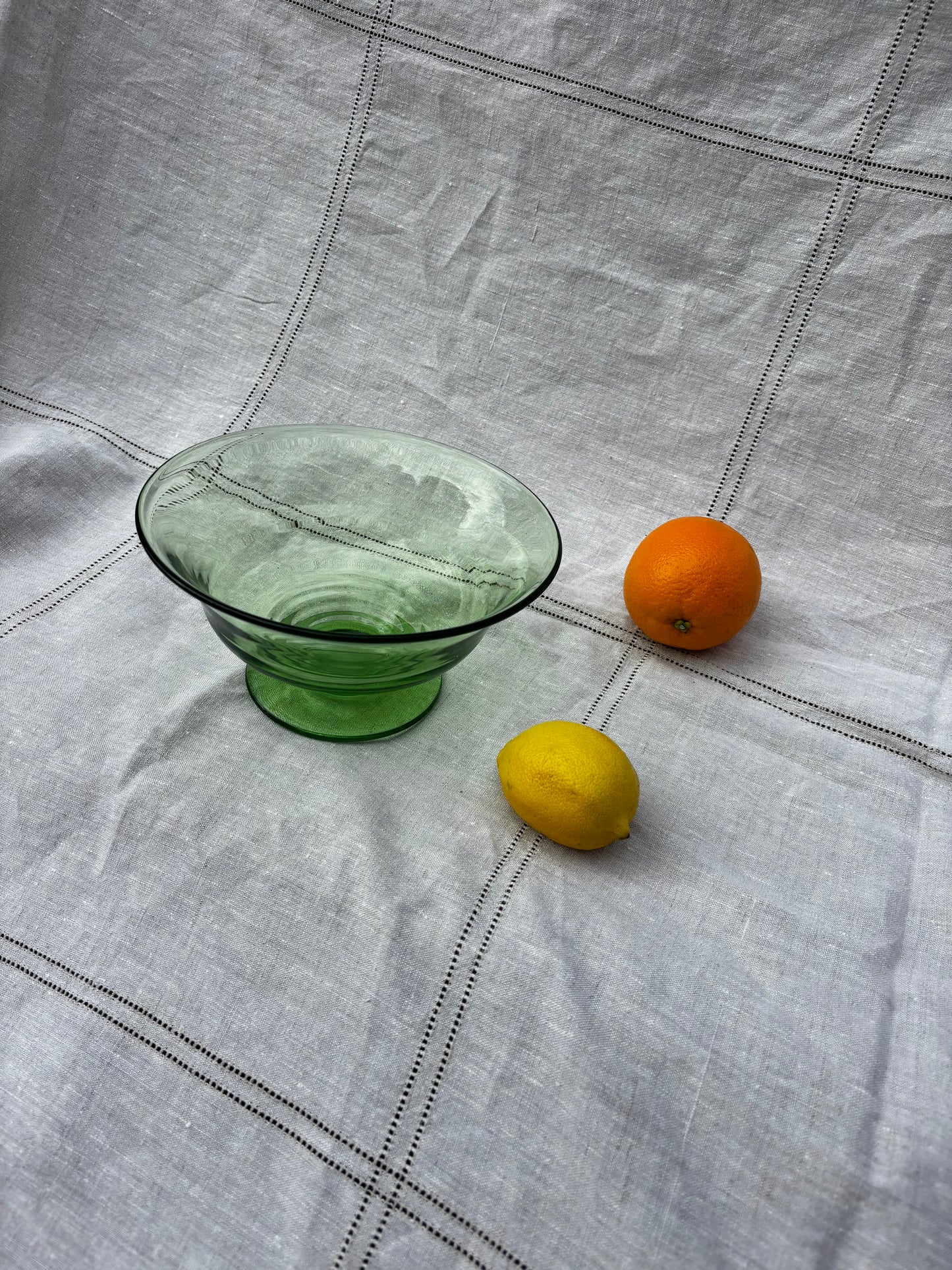 Stuart Stratford Deco Glass Pedestal Bowl in Green