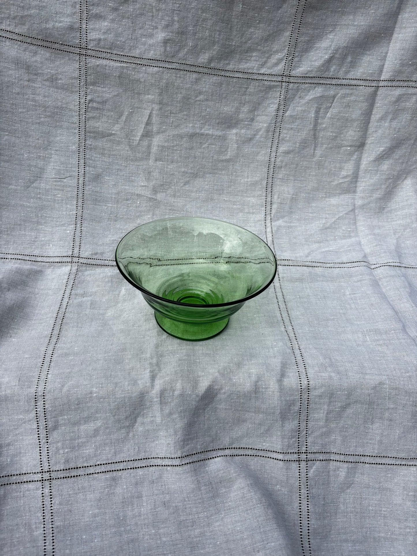Stuart Stratford Deco Glass Pedestal Bowl in Green