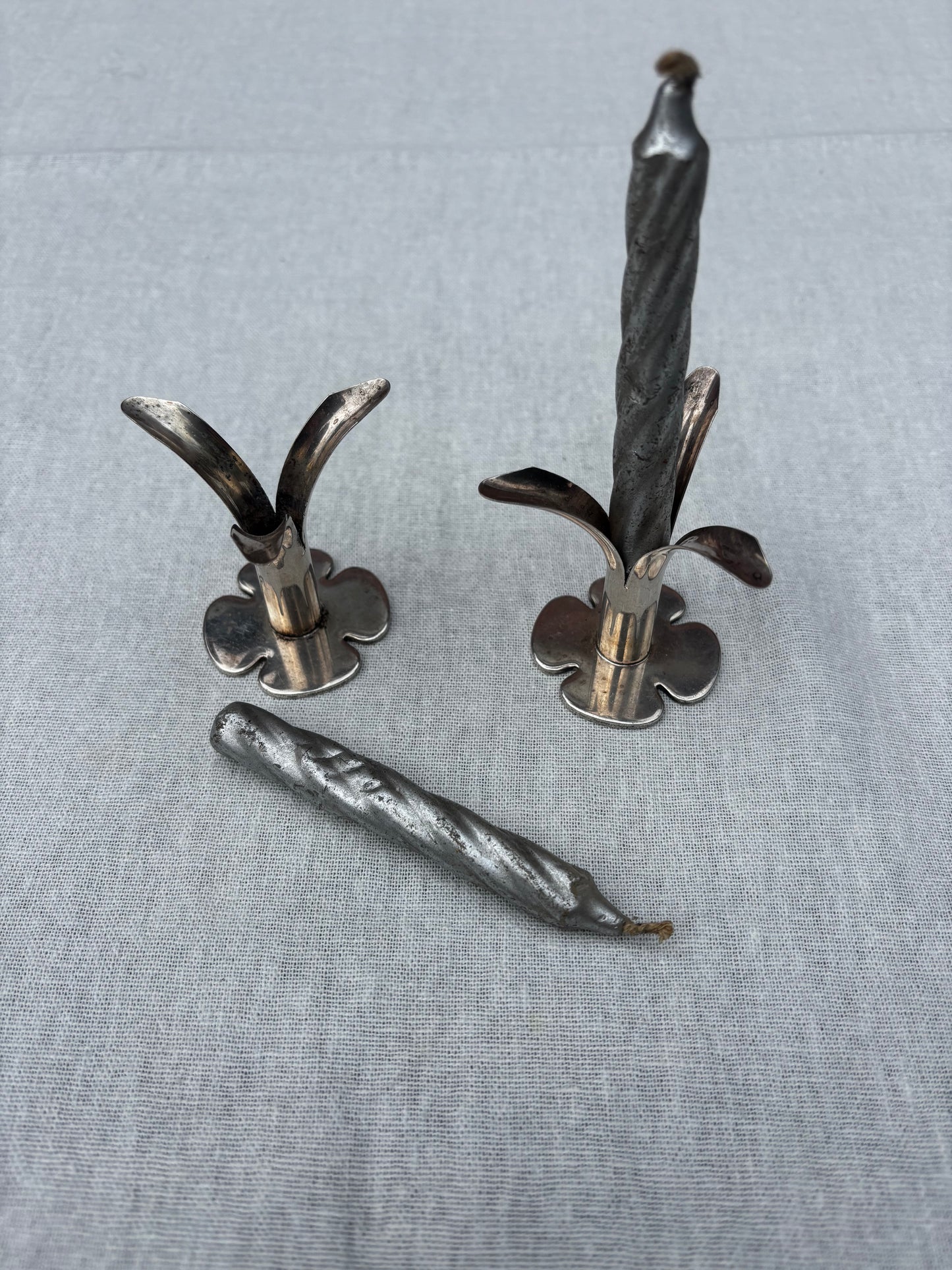 Silver Plated Swedish Lily Candlesticks