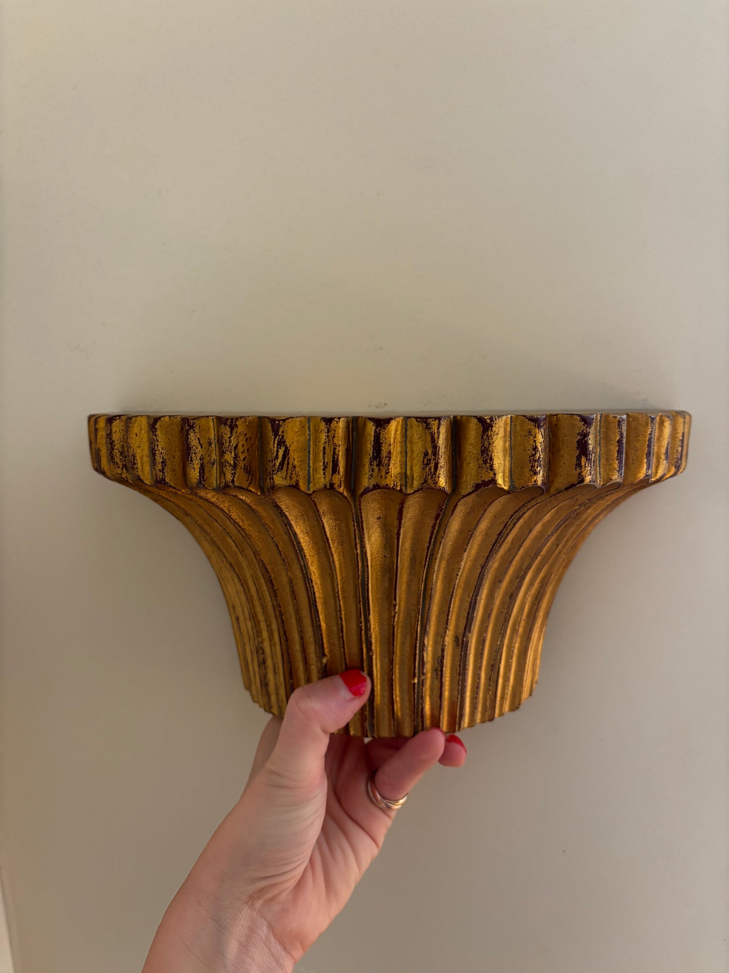 Pair of Ridged Gilt Wall Shelves