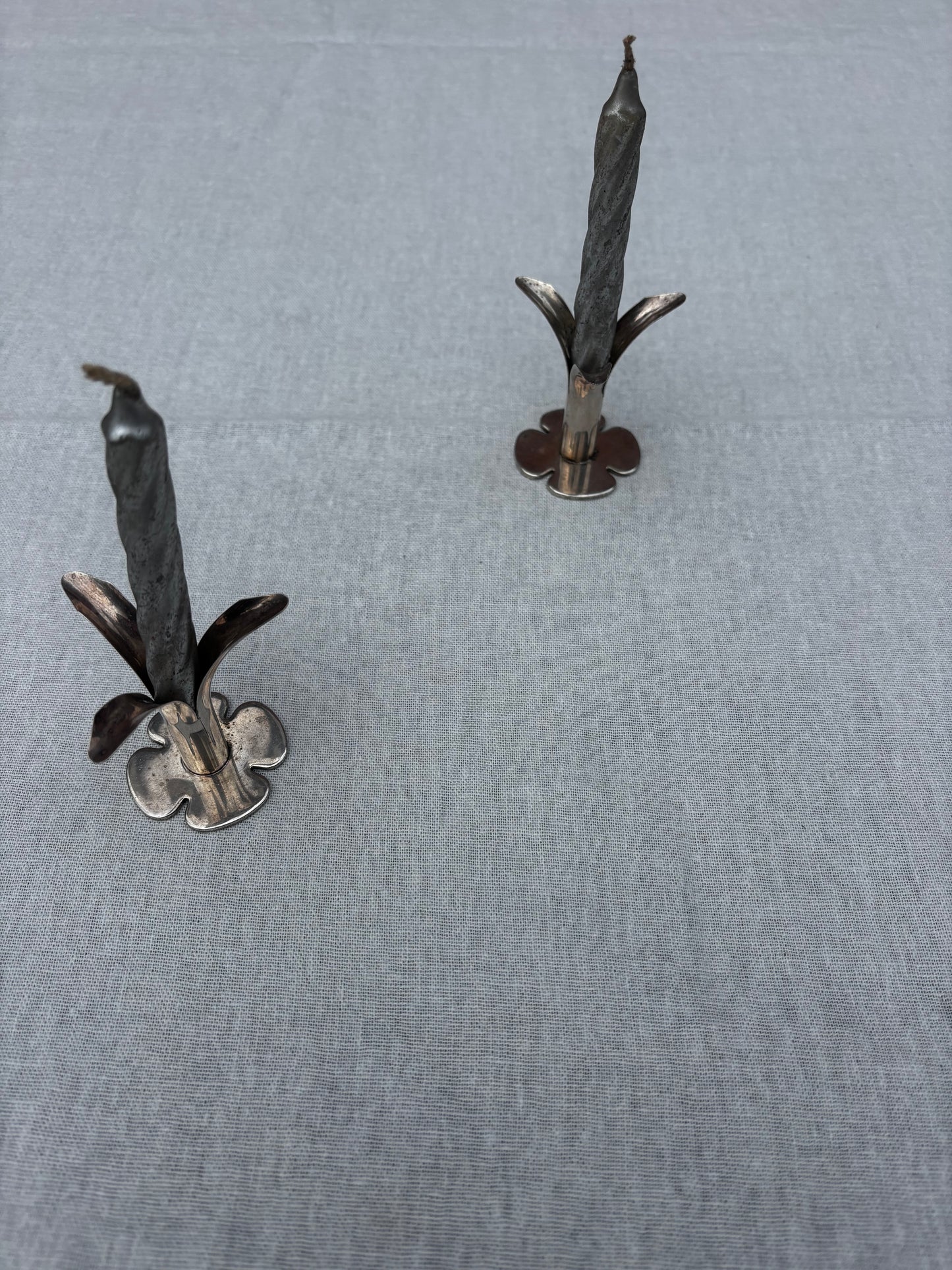 Silver Plated Swedish Lily Candlesticks