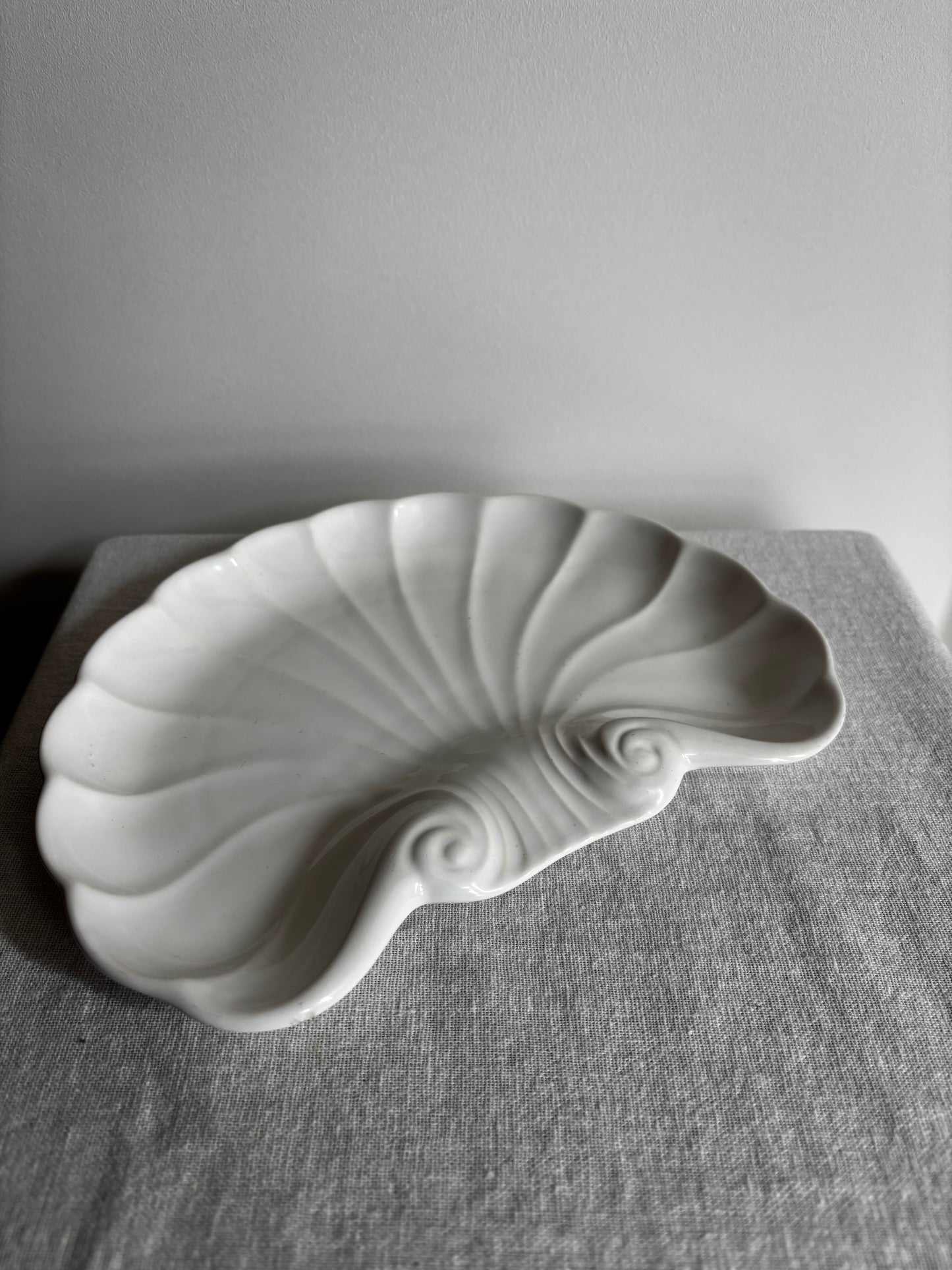 Set of 4 French Glazed Ceramic Shell-form Dishes/Side-plates