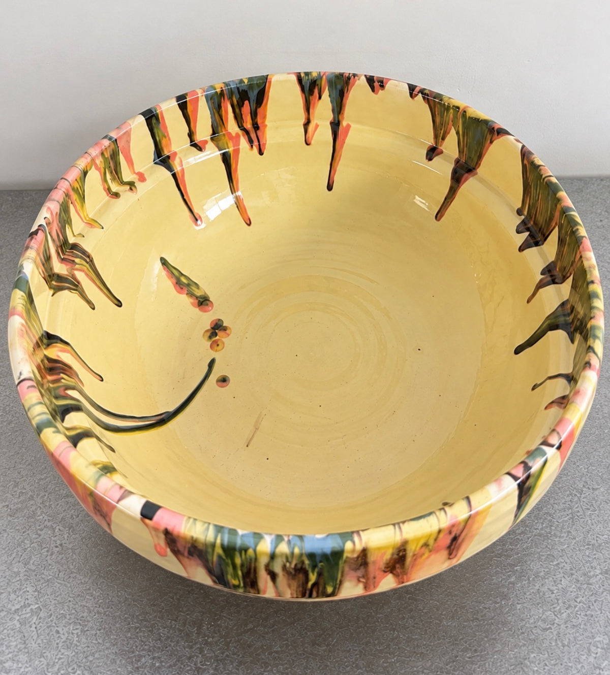 Half Glased Slipware Fruit Bowl