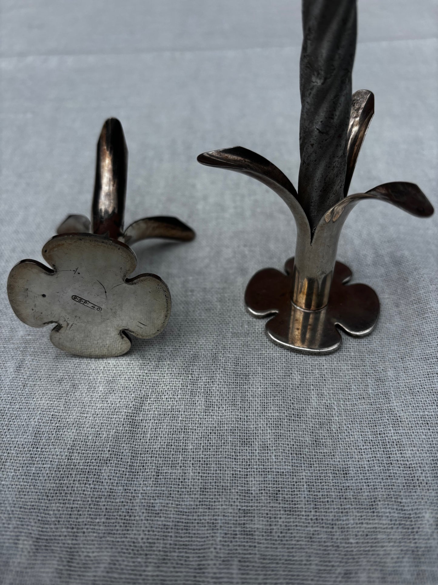 Silver Plated Swedish Lily Candlesticks