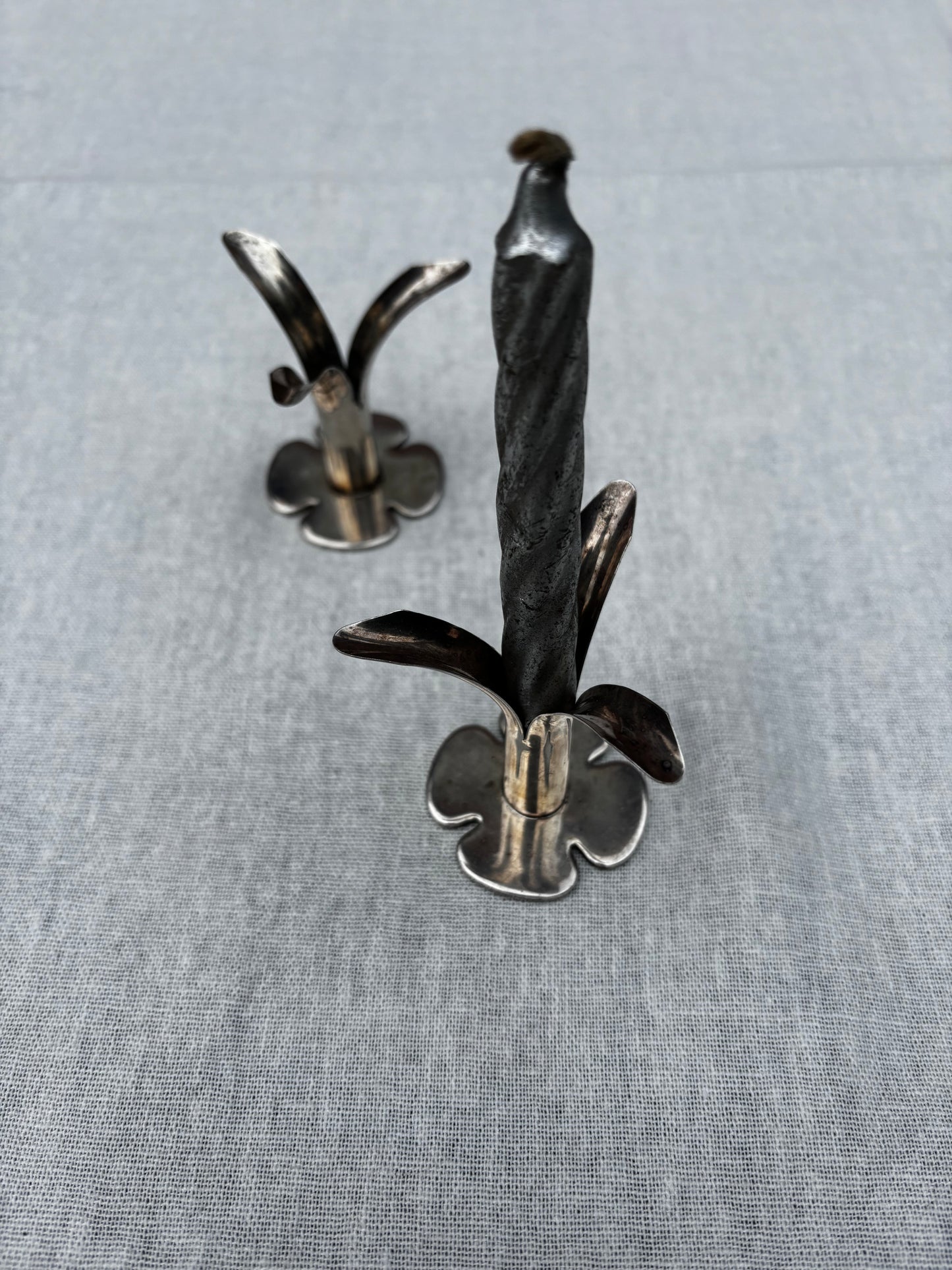 Silver Plated Swedish Lily Candlesticks