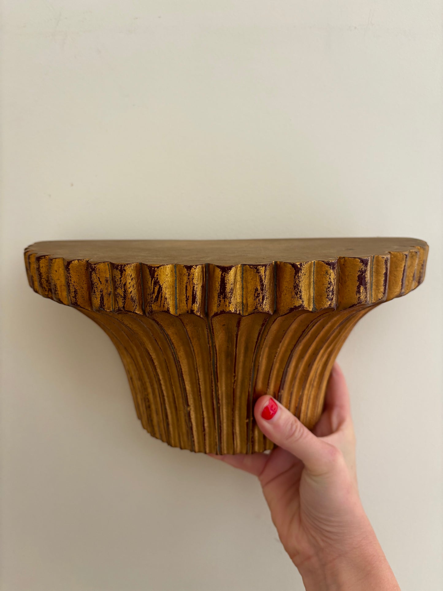 Pair of Ridged Gilt Wall Shelves