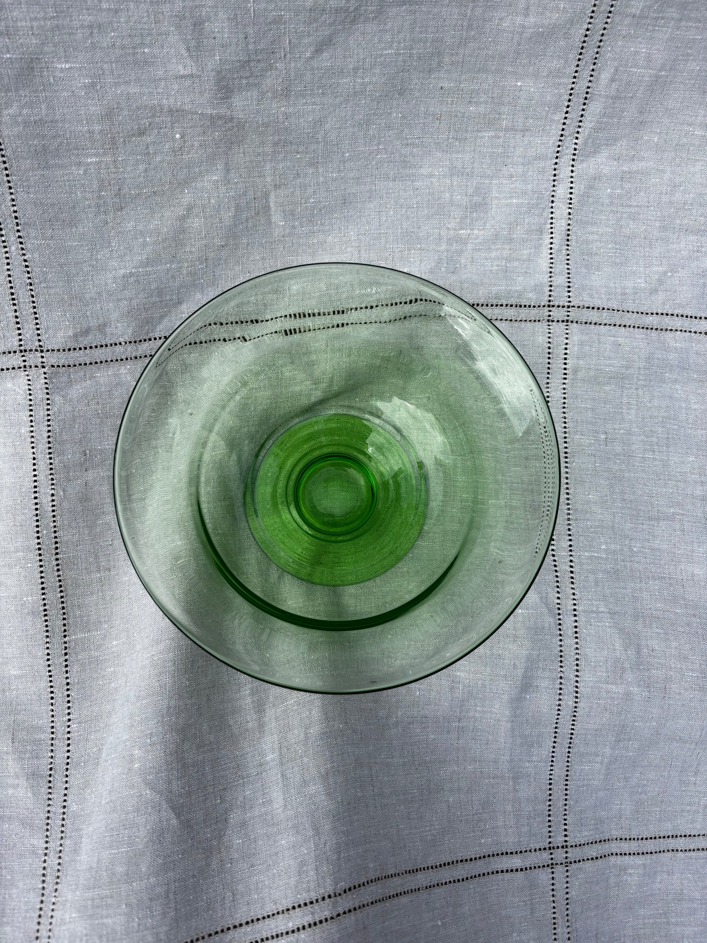 Stuart Stratford Deco Glass Pedestal Bowl in Green