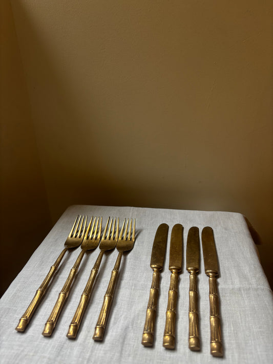 Set of Bamboo-Effect Cutlery