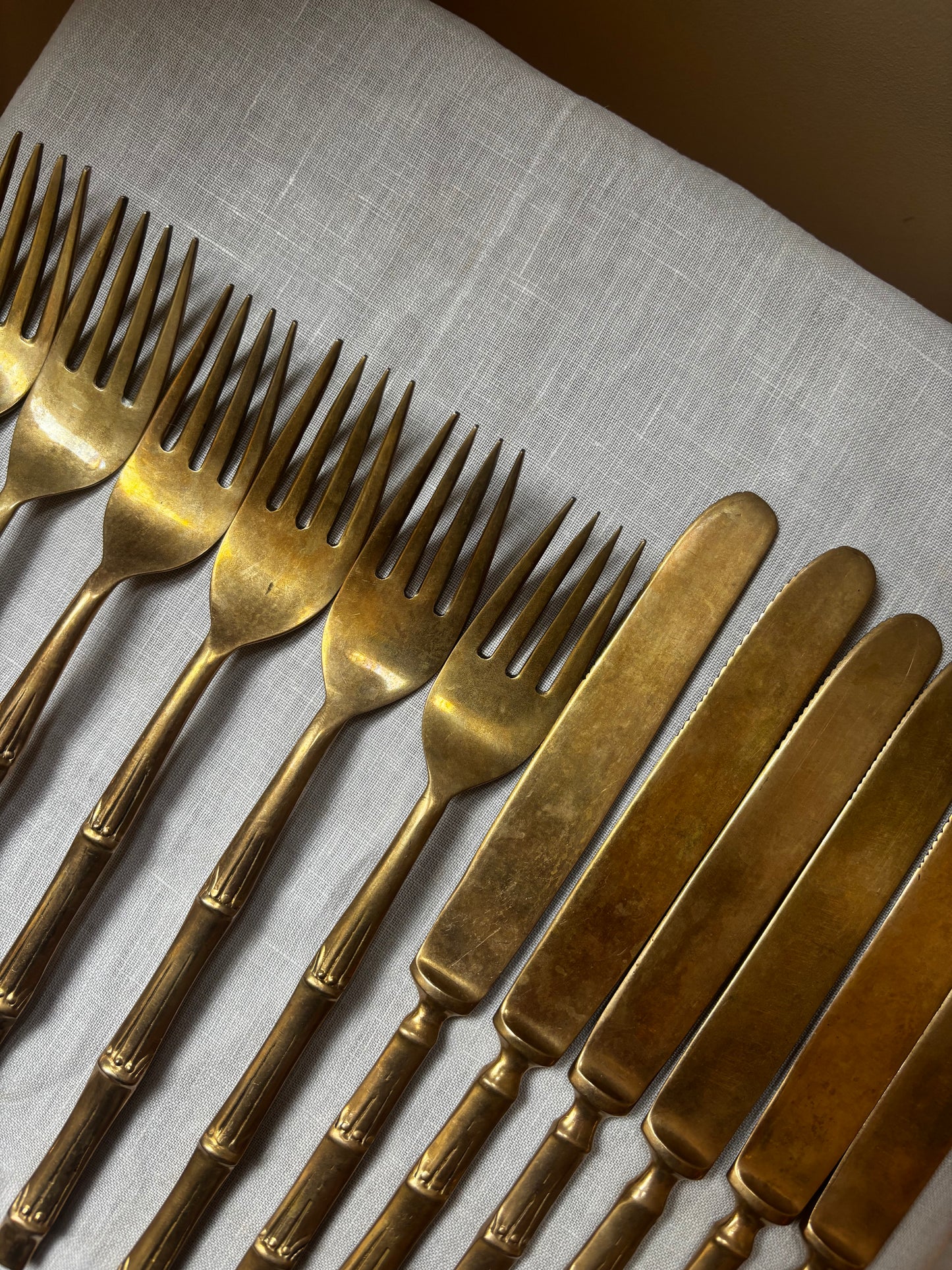 Set of Bamboo-Effect Handle Cutlery