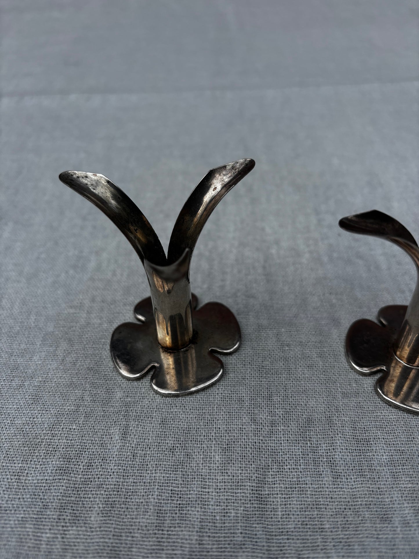 Silver Plated Swedish Lily Candlesticks