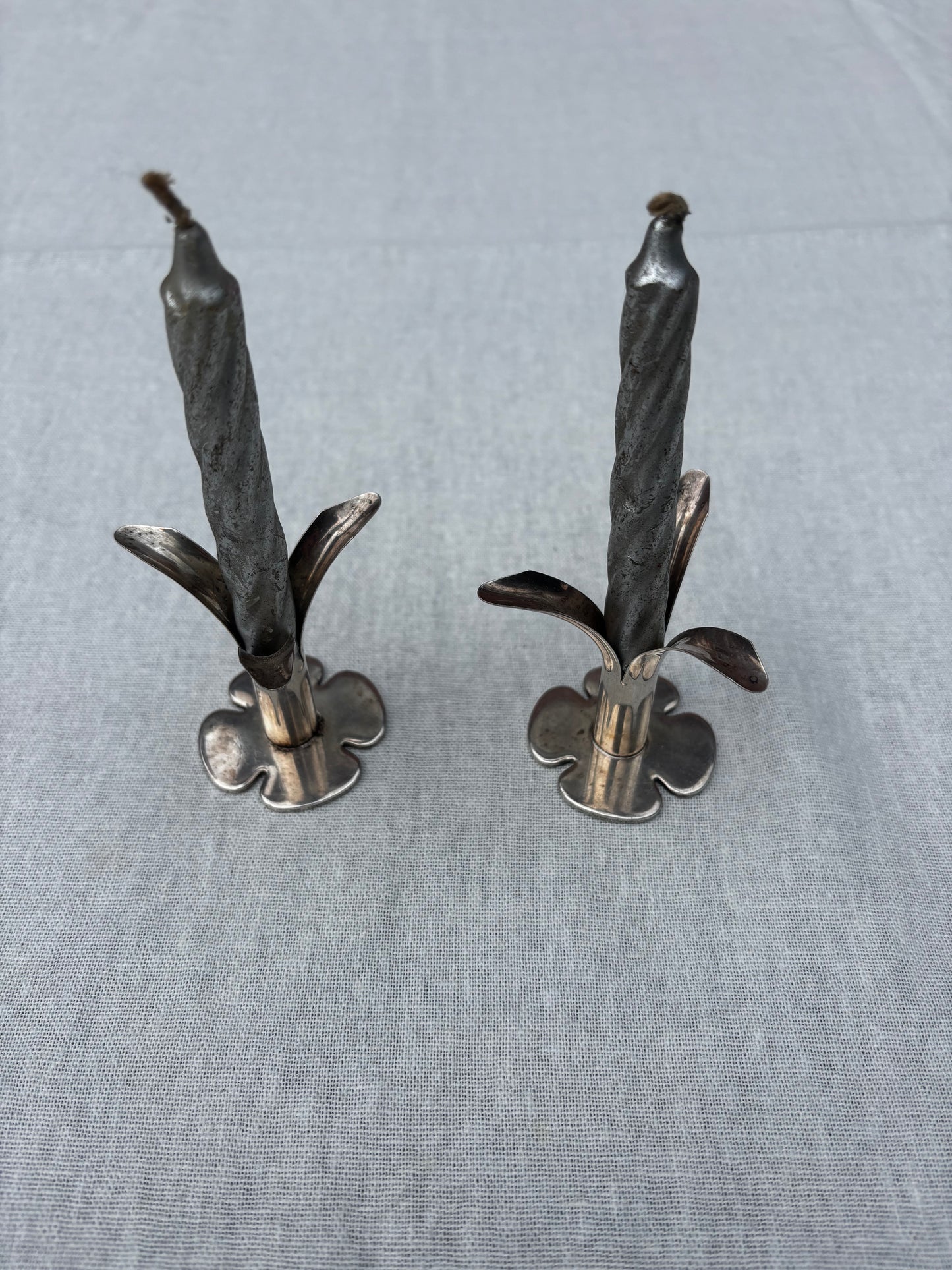 Silver Plated Swedish Lily Candlesticks